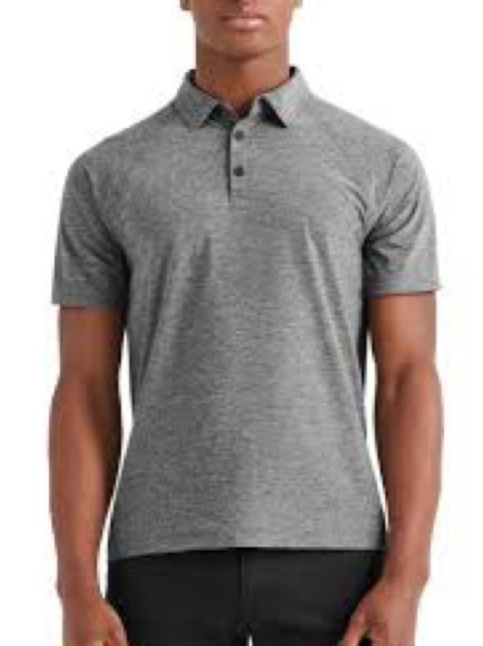 RHONE Men's Heather Gray Polo Shirt - Classic Short Sleeve